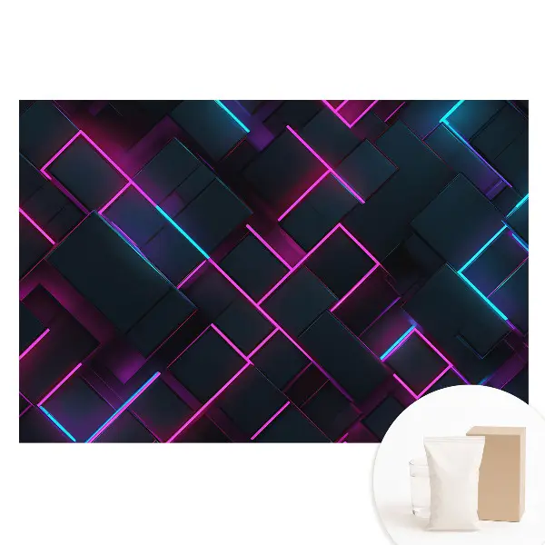 Tapet nețesut cu model geometric și iluminare pe fundal cu neon