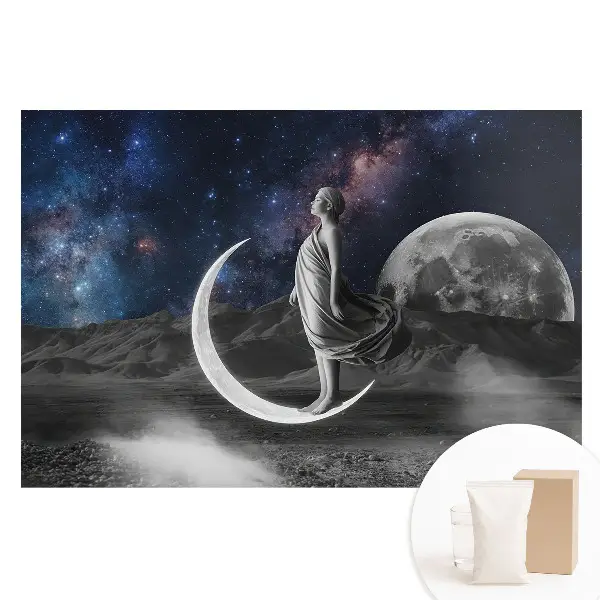 Tapet foto pe material nețesut Eleganță cosmică cu femeie mistică și lună
