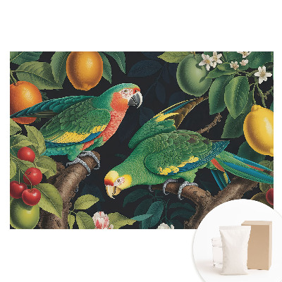 Tapet foto din material nețesut cu motiv exotic reprezentând papagali și fructe