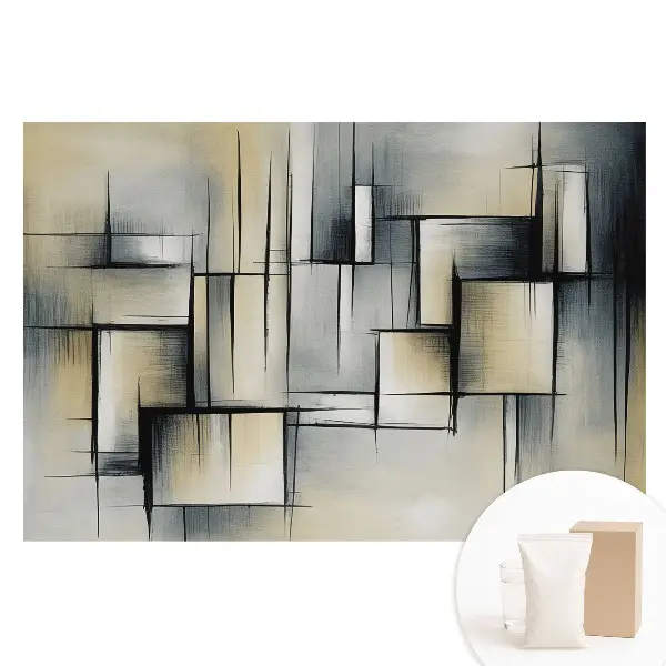 Fototapet din material nețesut cu model geometric modern în nuanțe de gri