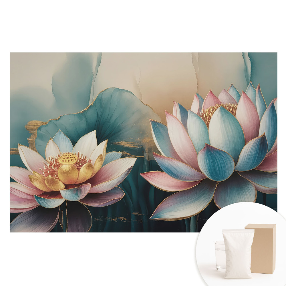 Tapet fotomural din material nețesut cu flori de lotus în stil abstract