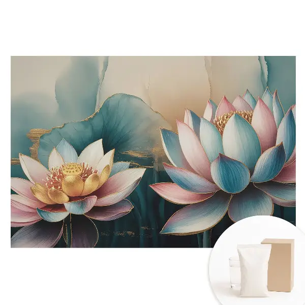 Tapet fotomural din material nețesut cu flori de lotus în stil abstract