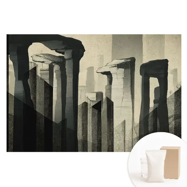 Tapet nețesut cu model de coloane monumentale și compoziții simetrice