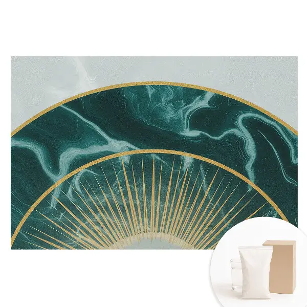 Tapet fotografic din material nețesut cu design semicerc de marmură verde