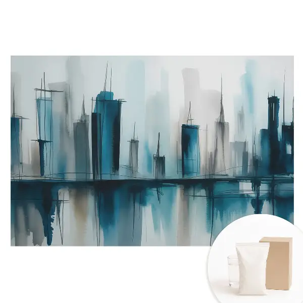 Tapet fotografic nețesut Un oraș în acuarelă cu design modern