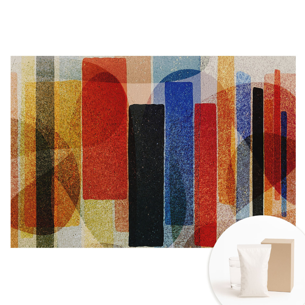 Tapet nețesut cu imprimeu abstract cu figuri geometrice colorate