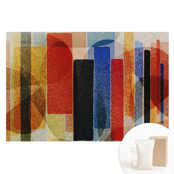 Tapet nețesut cu imprimeu abstract cu figuri geometrice colorate