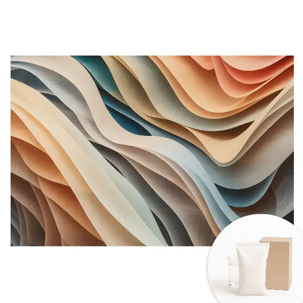 Fototapet din material nețesut cu model abstract în nuanțe pastelate și straturi ondulate