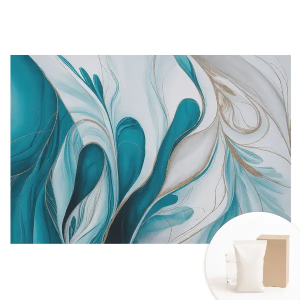 Tapet nețesut cu model abstract Forme lichide albastre