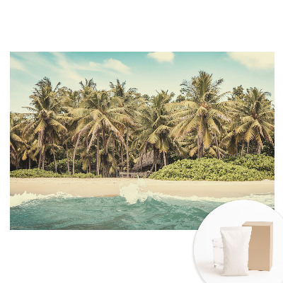Fototapet cu imprimeu pe material nețesut Un paradis tropical plin de palmieri și cer albastru