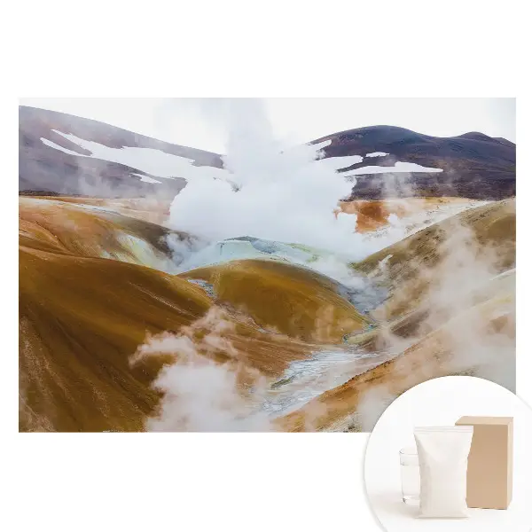 Tapet foto mare pentru perete cu dealuri colorate și ceață naturală