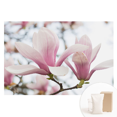 Tapet nețesut cu imprimeu Magnolii roz, natură romantică