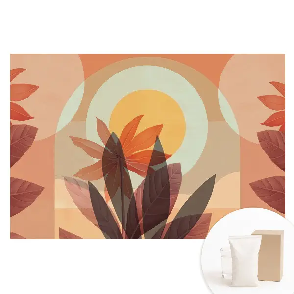 Tapet foto pe material nețesut cu model de abstracție florală și simetrie caldă