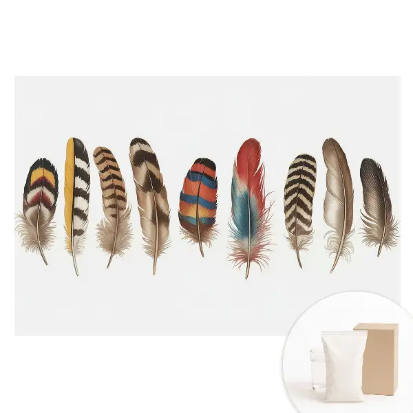 Fototapet din material nețesut cu pene colorate în stil boho