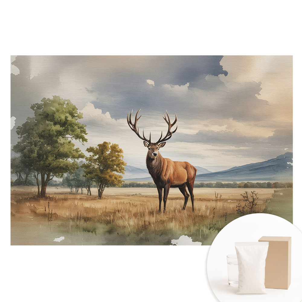 Tapet foto mare pentru perete cu cerb într-un peisaj de toamnă
