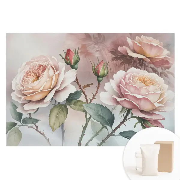 Tapet fototapet nețesut cu design reprezentând flori romantice în stil elegant și delicat