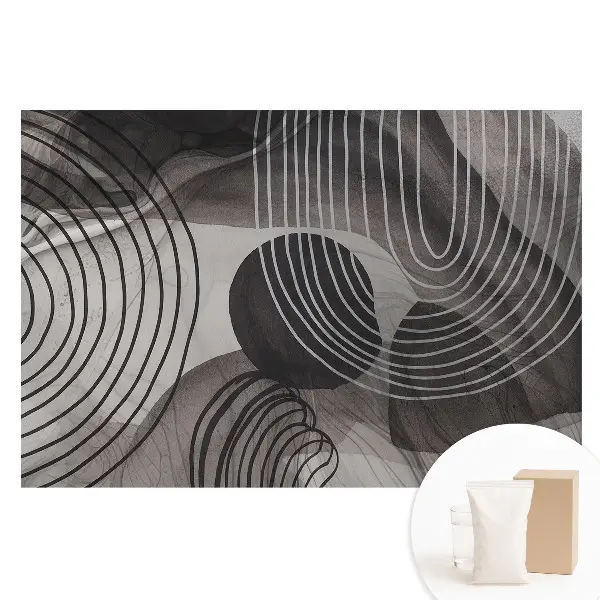 Fototapet mare pentru perete cu model geometric de linii gri contrastante