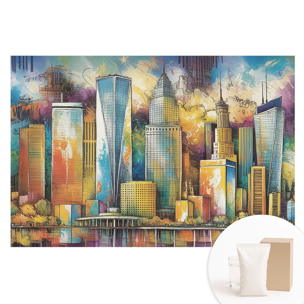 Tapet foto mare pentru perete Zgârie-nori colorați ai orașului energiei