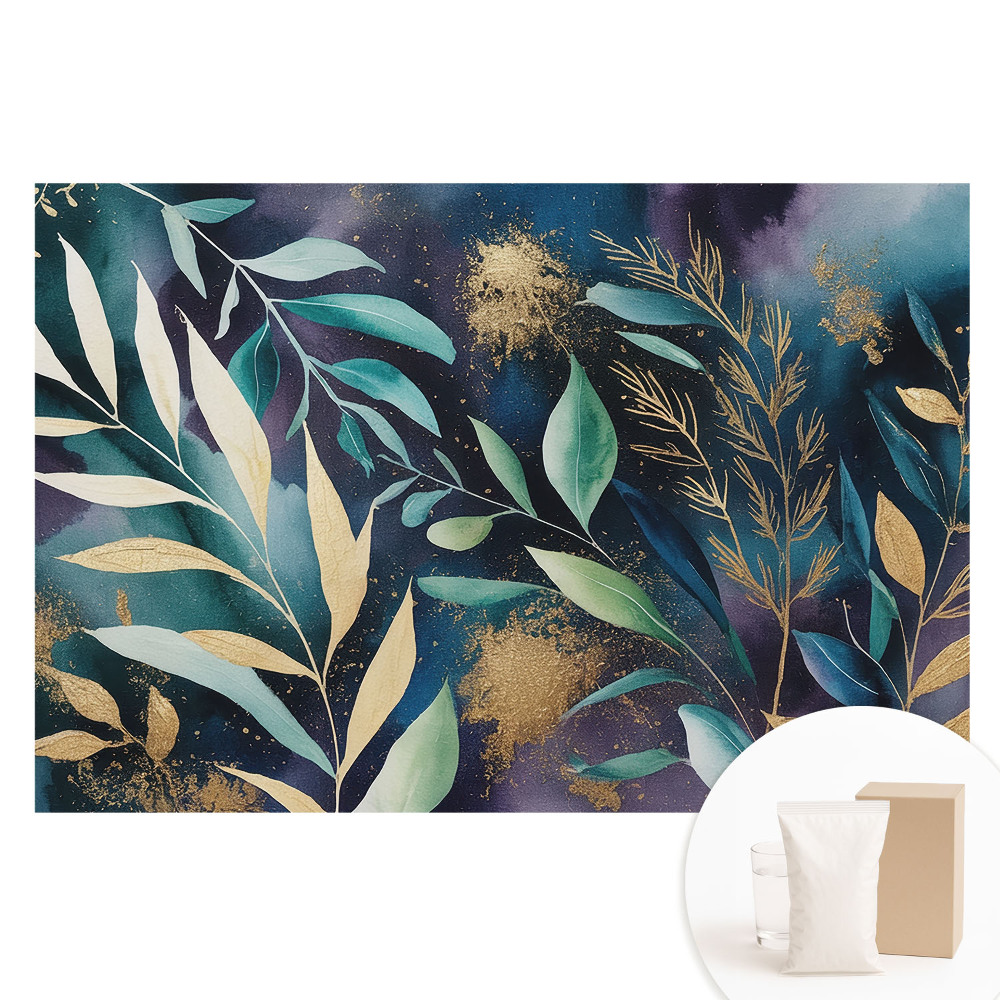 Fototapet cu imprimeu pe material nețesut Frunze botanice pe un fundal întunecat