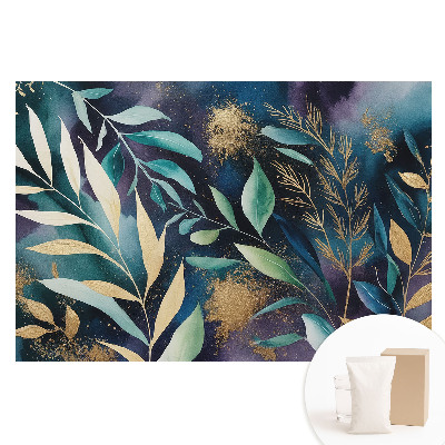 Fototapet cu imprimeu pe material nețesut Frunze botanice pe un fundal întunecat