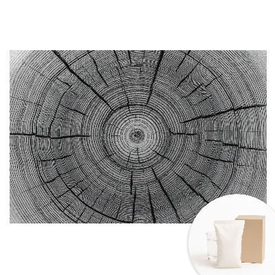 Tapet nețesut cu imprimeu Compoziție simetrică cu cercuri de lemn