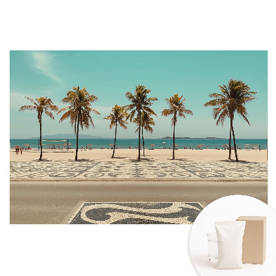 Tapet foto mare pentru perete Palmieri pe plajă tropicală, ocean