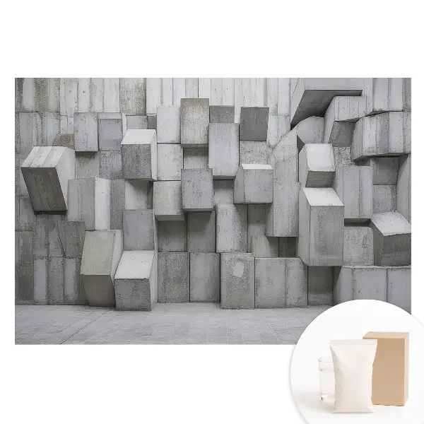 Tapet nețesut cu model de cuboide industriale din beton