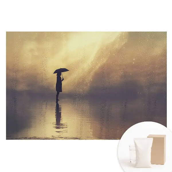 Fototapet din material nețesut Siluetă în ploaie strălucirea armoniei