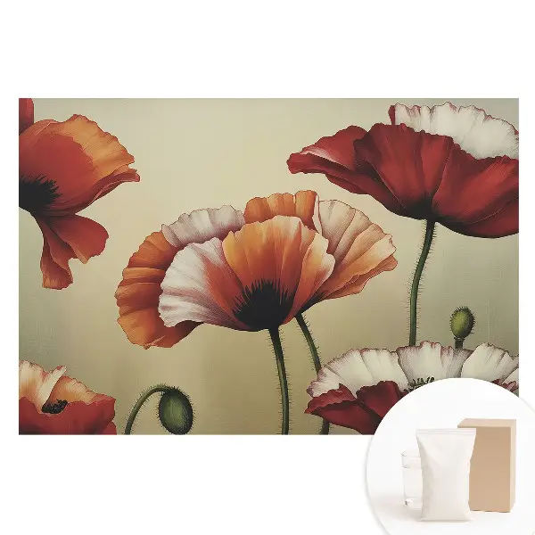 Tapet fotografic din material nețesut cu flori de mac în stil clasic