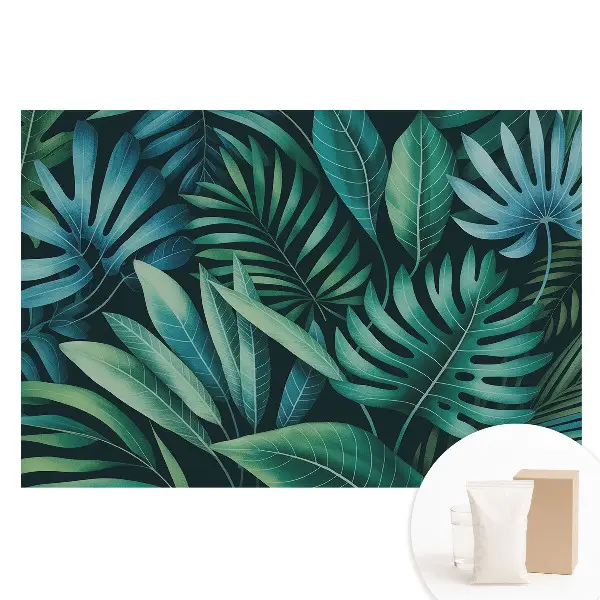 Tapet nețesut cu imprimeu cu frunze tropicale