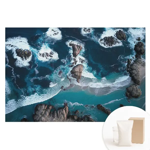 Tapet fototapet nețesut cu vedere la ocean și roci în culori vii