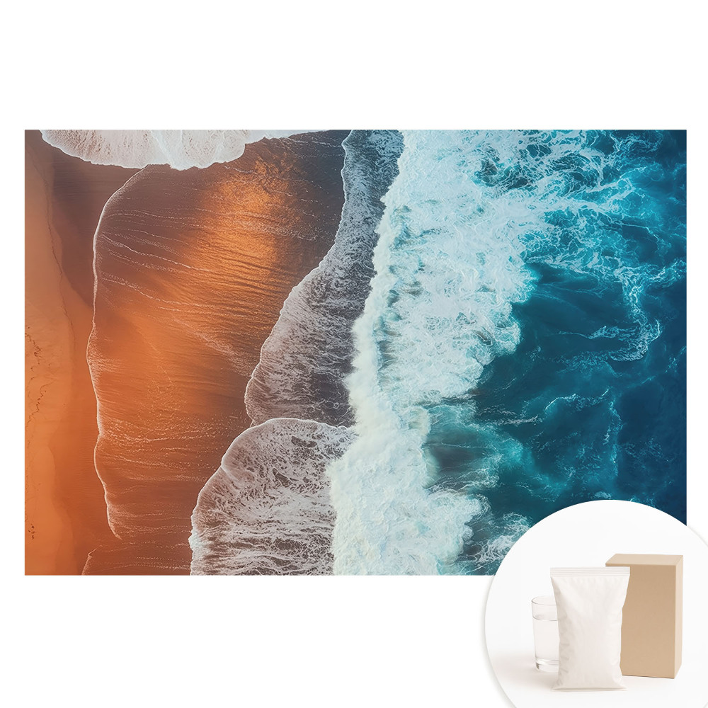 Tapet nețesut cu imprimeu Întâlnirea dintre apă și pământ, energia culorilor