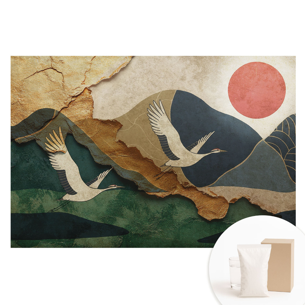 Tapet fotografic pe material nețesut Macarale și peisaje pitorești cu soare roșu