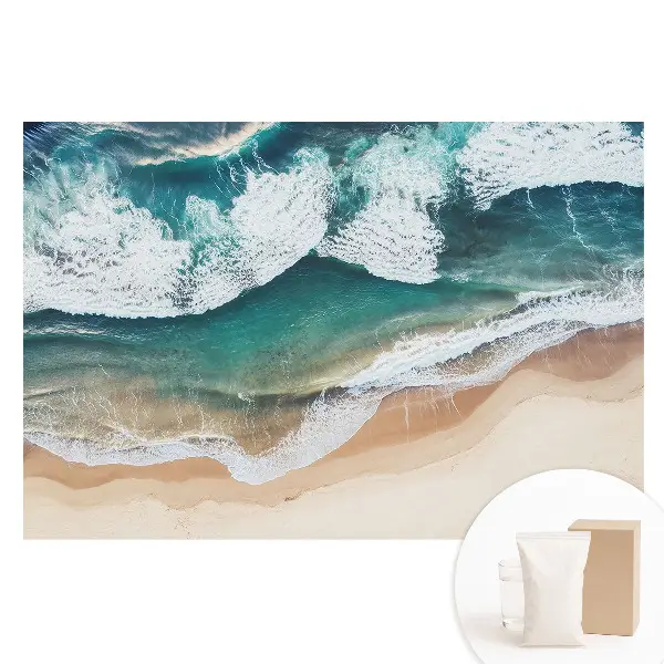 Tapet nețesut cu model valurile oceanului și plajă aurie