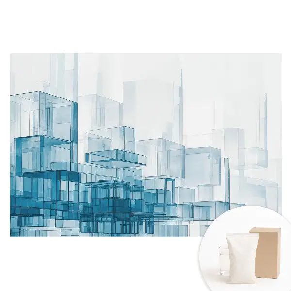 Tapet foto pentru perete cu design modern de cuburi spațiale albastre