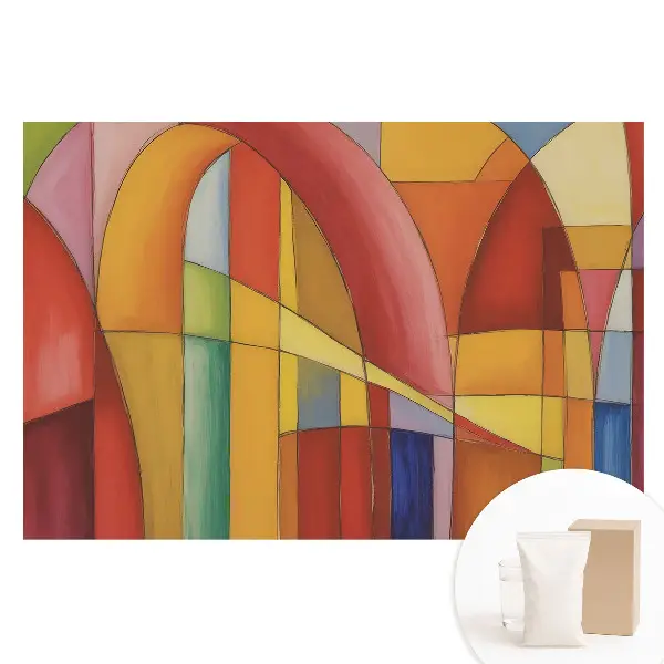 Fototapet din material nețesut cu model geometric cu arcuri colorate