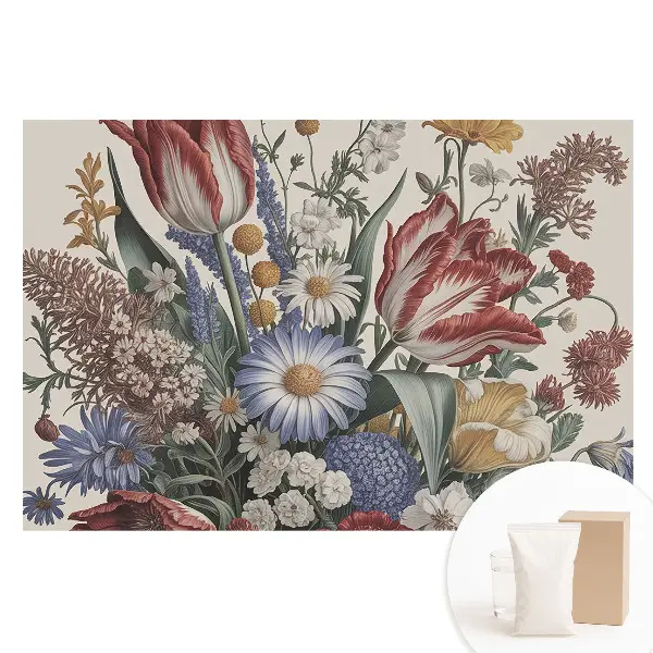 Fototapet nețesut cu imprimeu floral în stil clasic