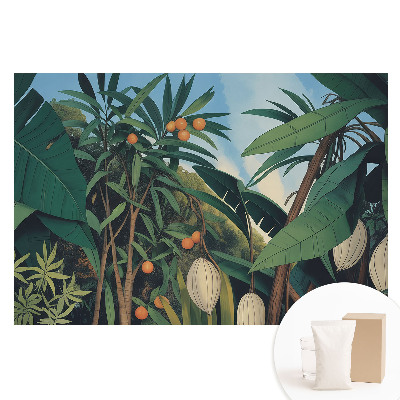 Tapet nețesut cu model de frunze și fructe tropicale