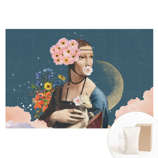 Tapet nețesut cu imprimeu portret floral suprarealist