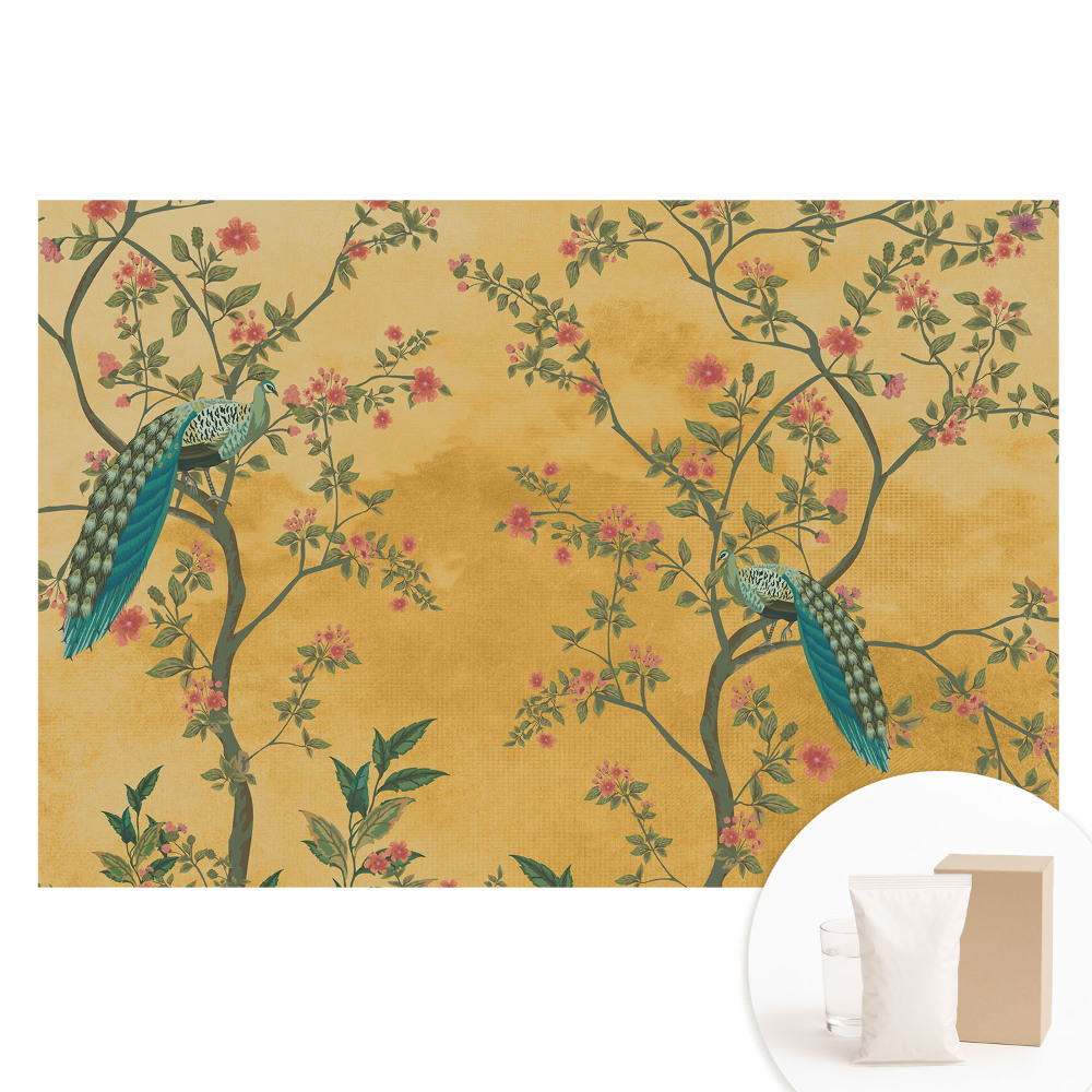 Fototapet cu imprimeu pe material nețesut Motive florale cu păuni