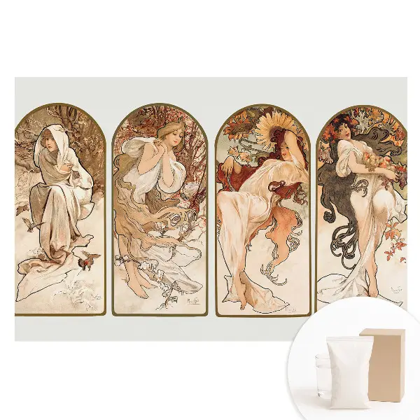 Fototapet din material nețesut cu ilustrație Art Nouveau reprezentând patru femei