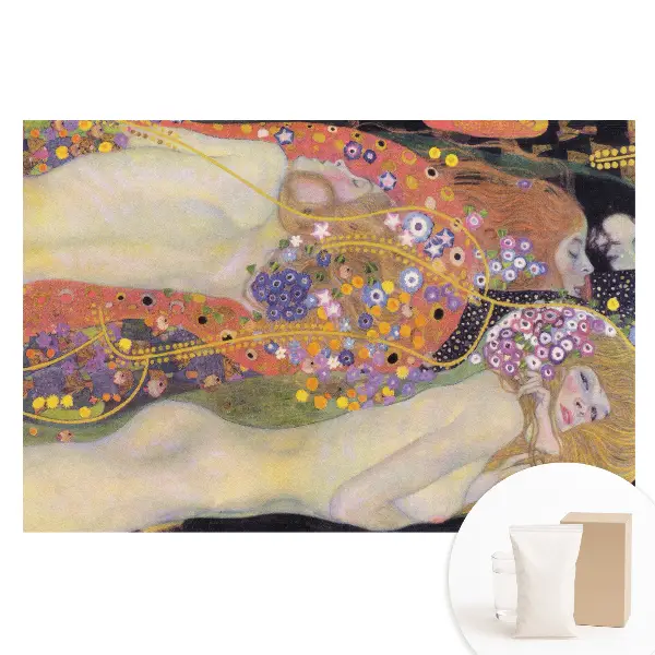Tapet nețesut cu model de flori colorate și figurine fantastice