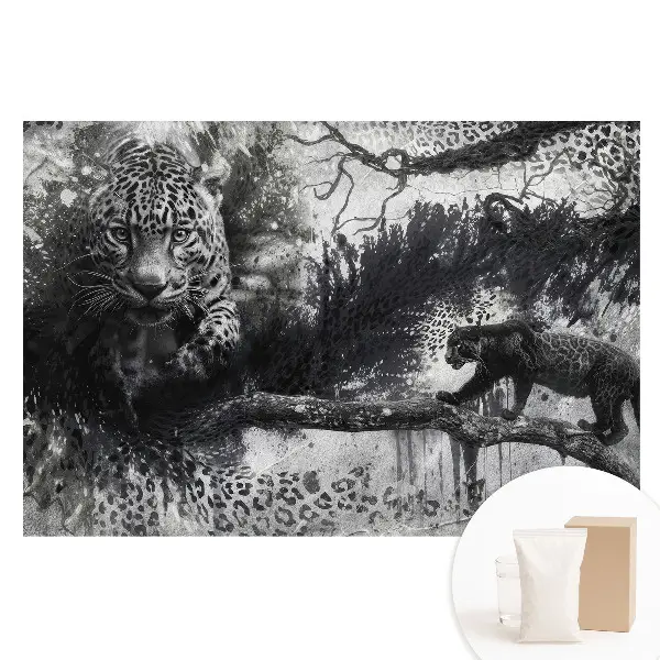 Tapet nețesut cu model artistic cu leoparzi în dispersie