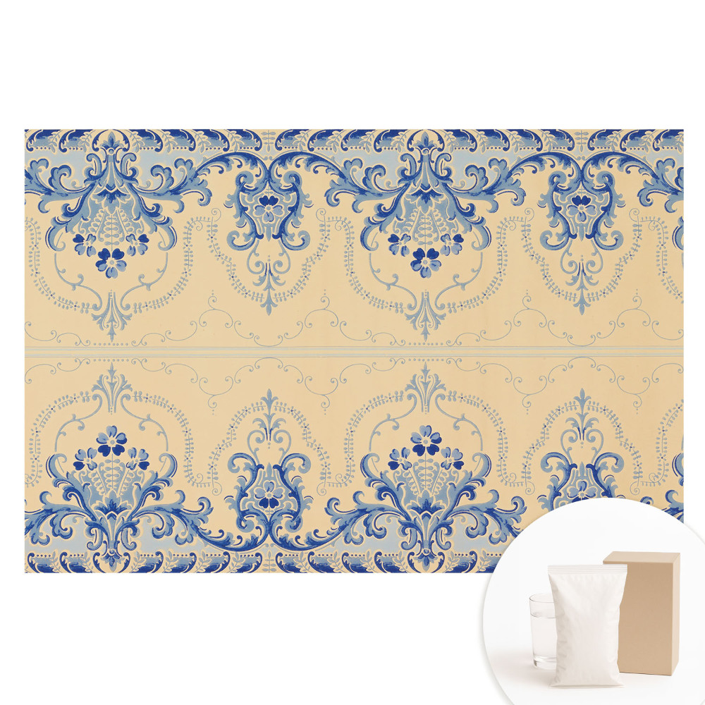 Tapet foto pe material nețesut cu model ornamental clasic albastru elegant