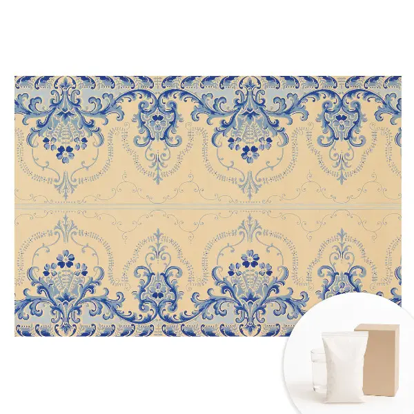 Tapet foto pe material nețesut cu model ornamental clasic albastru elegant