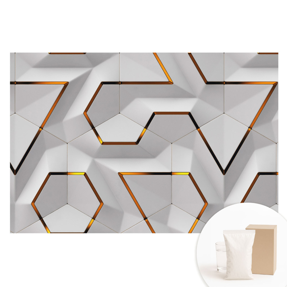 Tapet nețesut cu imprimeu Hexagone geometrice cu accente galbene