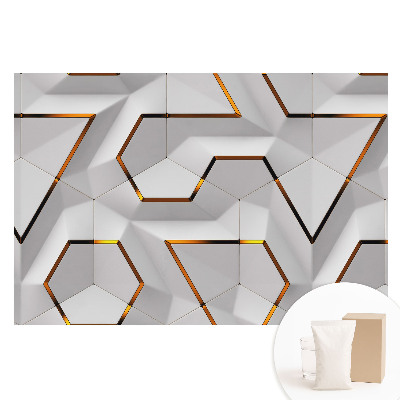Tapet nețesut cu imprimeu Hexagone geometrice cu accente galbene