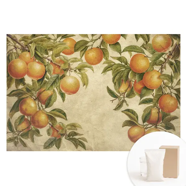 Fototapet din material nețesut cu model de ramuri delicate cu citrice