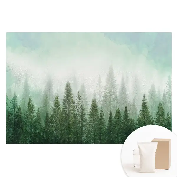 Tapet foto pe material nețesut Peisaj forestier cu conturul unui lup