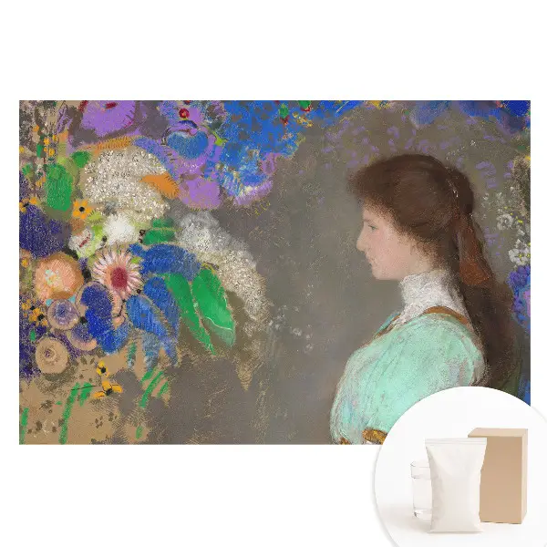 Tapet nețesut cu imprimeu Femeie printre flori